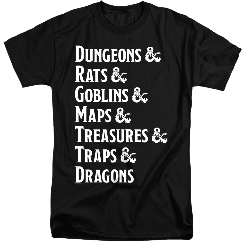 Dungeons & Dragons Dungeon List - Men's Tall Fit T-Shirt Men's Tall Fit T-Shirt Dungeons & Dragons