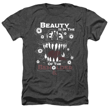 Charcoal men's heather t-shirt with Dungeons & Dragons Eye Of The Beholder graphic