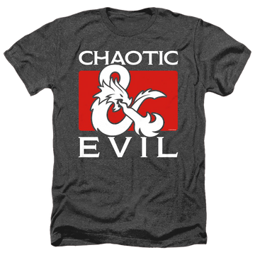 Charcoal men's heather t-shirt with Dungeons & Dragons Chaotic Evil graphic