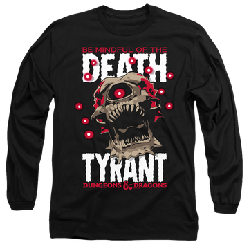Black men's long sleeve t-shirt with Dungeons & Dragons Death Tyrant graphic