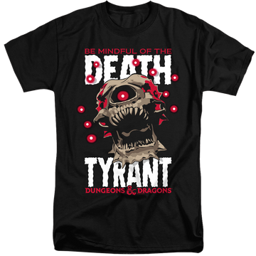 Black men's tall fit t-shirt with Dungeons & Dragons Death Tyrant graphic
