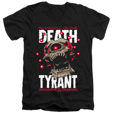 Black men's v-neck t-shirt with Dungeons & Dragons Death Tyrant graphic