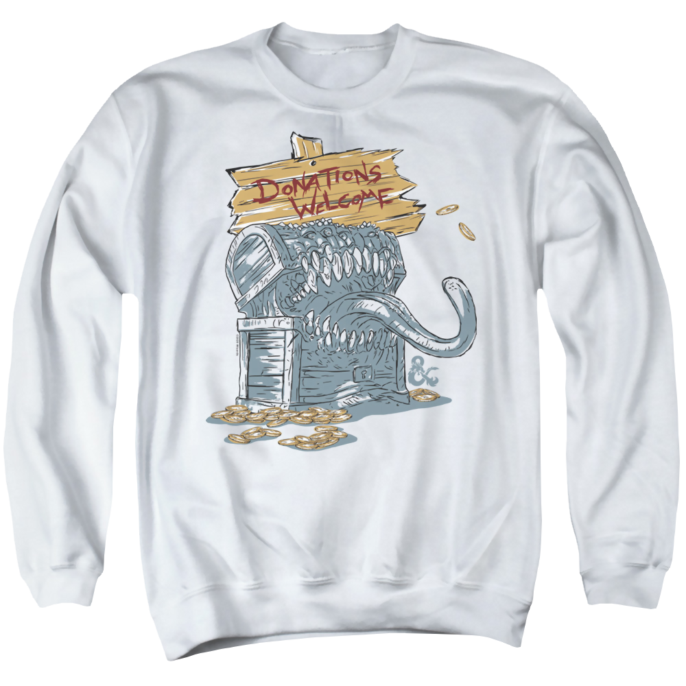 Dungeons & Dragons Donations Welcome Mimic - Men's Crewneck Sweatshirt Men's Crewneck Sweatshirt Dungeons & Dragons