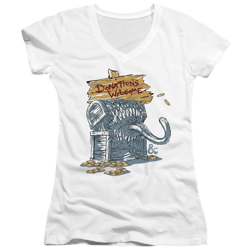 Dungeons & Dragons Donations Welcome Mimic - Juniors V-Neck T-Shirt Juniors V-Neck T-Shirt Dungeons & Dragons