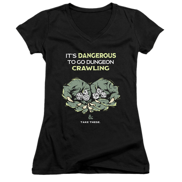 Dungeons & Dragons Dangerous To Go Alone - Juniors V-Neck T-Shirt Juniors V-Neck T-Shirt Dungeons & Dragons