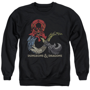 Black men's crewneck sweatshirt with Dungeons & Dragons Dragons In Dragons graphic