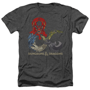 Charcoal men's heather t-shirt with Dungeons & Dragons Dragons In Dragons graphic
