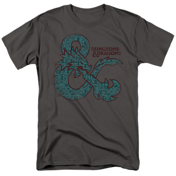 Charcoal men's regular fit t-shirt with Dungeons & Dragons Ampersand Classes graphic