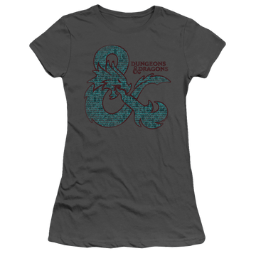 Charcoal juniors t-shirt with Dungeons & Dragons Ampersand Classes graphic