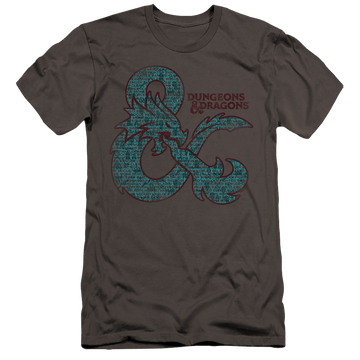 Charcoal men's premium slim fit t-shirt with Dungeons & Dragons Ampersand Classes graphic