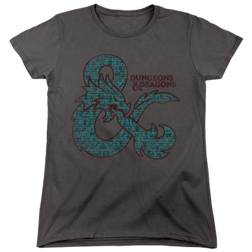 Charcoal women's t-shirt with Dungeons & Dragons Ampersand Classes graphic