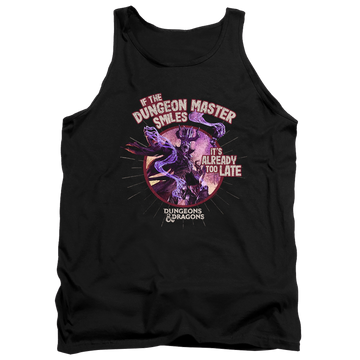 Black men's tank with Dungeons & Dragons Dungeon Master Smiles graphic