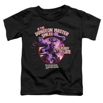 Black toddler t-shirt with Dungeons & Dragons Dungeon Master Smiles graphic