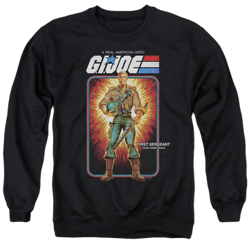 Black men's crewneck sweatshirt with G.I. Joe Duke Card graphic