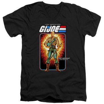 Black men's v-neck t-shirt with G.I. Joe Duke Card graphic