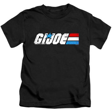 Black kid's t-shirt for ages 4 to 7 with G.I. Joe Distressed Logo graphic