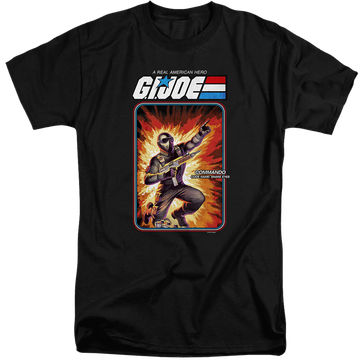 Black men's tall fit t-shirt with G.I. Joe Snake Eyes Card graphic