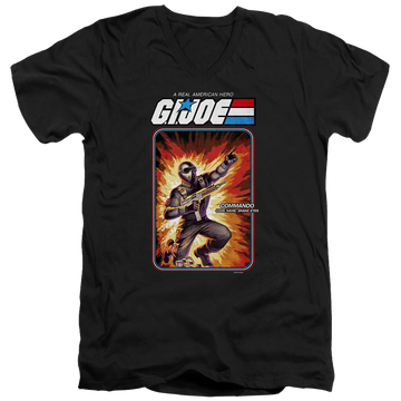 Black men's v-neck t-shirt with G.I. Joe Snake Eyes Card graphic