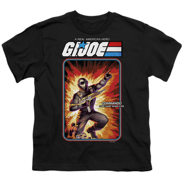 Black youth t-shirt for ages 8 to 12 with G.I. Joe Snake Eyes Card graphic
