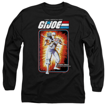 Black men's long sleeve t-shirt with G.I. Joe Storm Shadow Card graphic