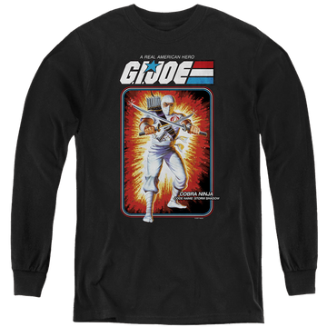 Black youth long sleeve t-shirt with G.I. Joe Storm Shadow Card graphic