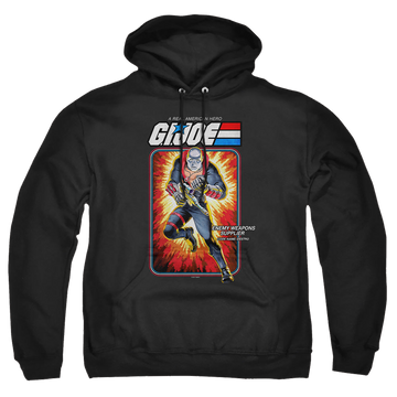 Black pullover hoodie with G.I. Joe Destro Card graphic