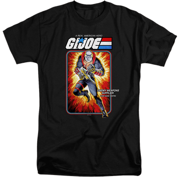 Black men's tall fit t-shirt with G.I. Joe Destro Card graphic