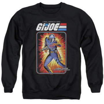 Black men's crewneck sweatshirt with G.I. Joe Cobra Commander Card graphic