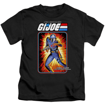 Black kid's t-shirt for ages 4 to 7 with G.I. Joe Cobra Commander Card graphic
