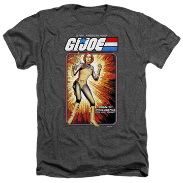 Charcoal men's heather t-shirt with G.I. Joe Scarlett Card graphic