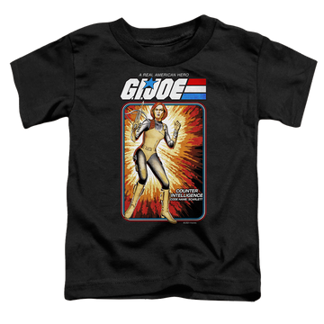 Black toddler t-shirt with G.I. Joe Scarlett Card graphic