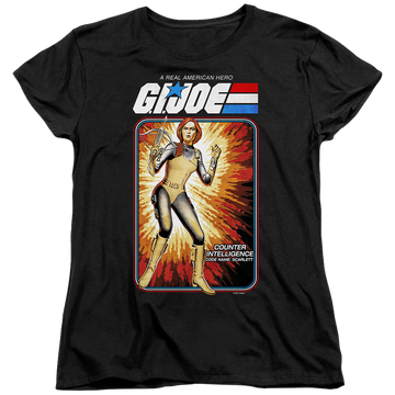Black women's t-shirt with G.I. Joe Scarlett Card graphic
