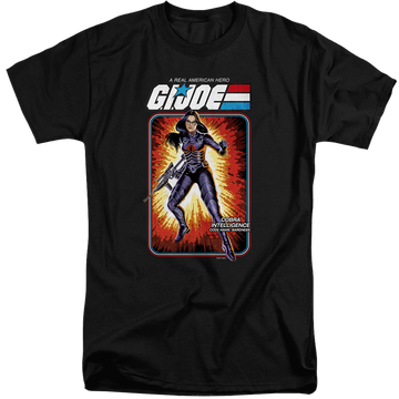 Black men's tall fit t-shirt with G.I. Joe Baroness Card graphic