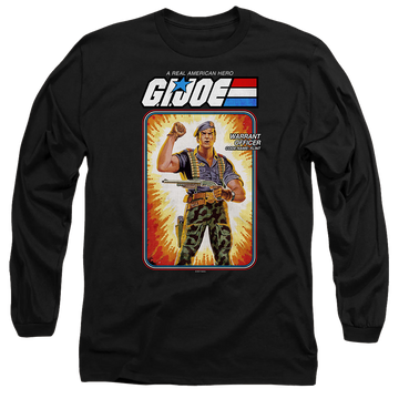 Black men's long sleeve t-shirt with G.I. Joe Flint Card graphic