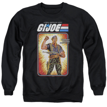 Black men's crewneck sweatshirt with G.I. Joe Flint Card graphic