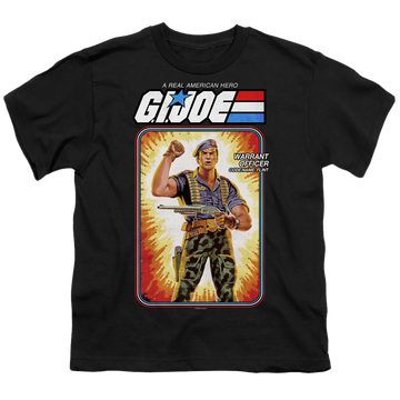 Black youth t-shirt for ages 8 to 12 with G.I. Joe Flint Card graphic