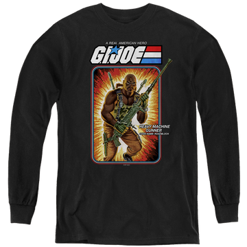 Black youth long sleeve t-shirt with G.I. Joe Roadblock Card graphic