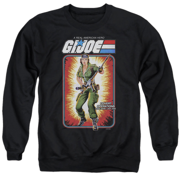 Black men's crewneck sweatshirt with G.I. Joe Lady Jaye Card graphic