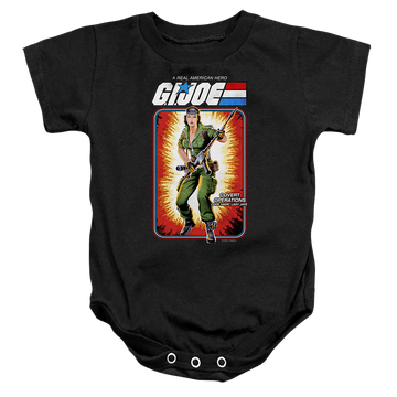 Black baby bodysuit with G.I. Joe Lady Jaye Card graphic