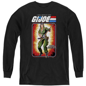 Black youth long sleeve t-shirt with G.I. Joe Lady Jaye Card graphic