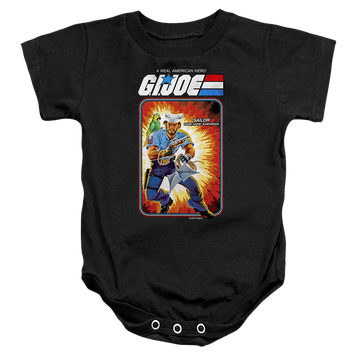 Black baby bodysuit with G.I. Joe Shipwreck Card graphic