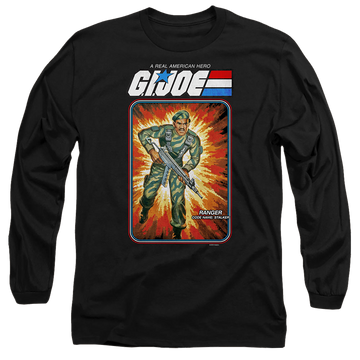 Black men's long sleeve t-shirt with G.I. Joe Stalker Card graphic