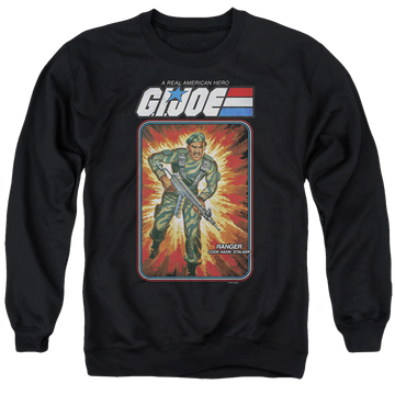 Black men's crewneck sweatshirt with G.I. Joe Stalker Card graphic