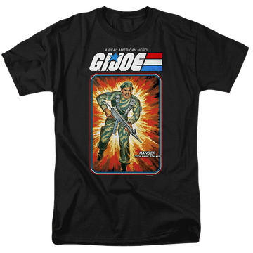 Black men's regular fit t-shirt with G.I. Joe Stalker Card graphic