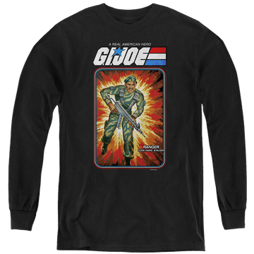 Black youth long sleeve t-shirt with G.I. Joe Stalker Card graphic