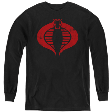 Black youth long sleeve t-shirt with G.I. Joe Cobra Logo graphic