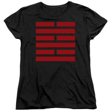 Black women's t-shirt with G.I. Joe Snake Eyes Symbol graphic