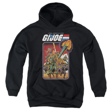 Black youth hoodie for ages 8 to 12 with G.I. Joe Hero Group graphic