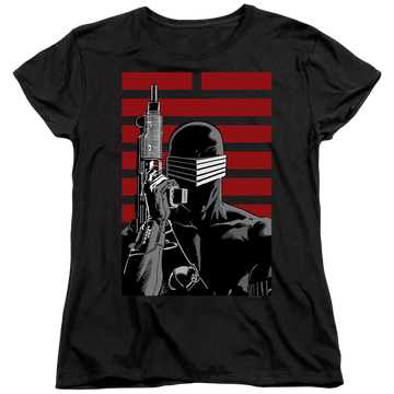 Black women's t-shirt with G.I. Joe Snake Eyes Ninja graphic