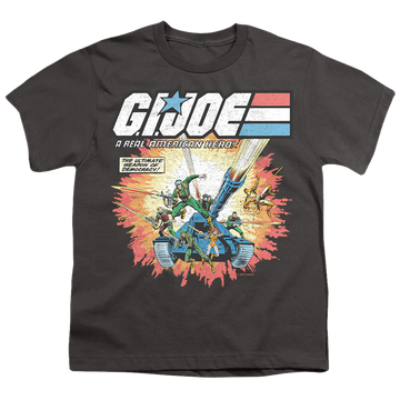 Charcoal youth t-shirt for ages 8 to 12 with G.I. Joe Real American Hero graphic